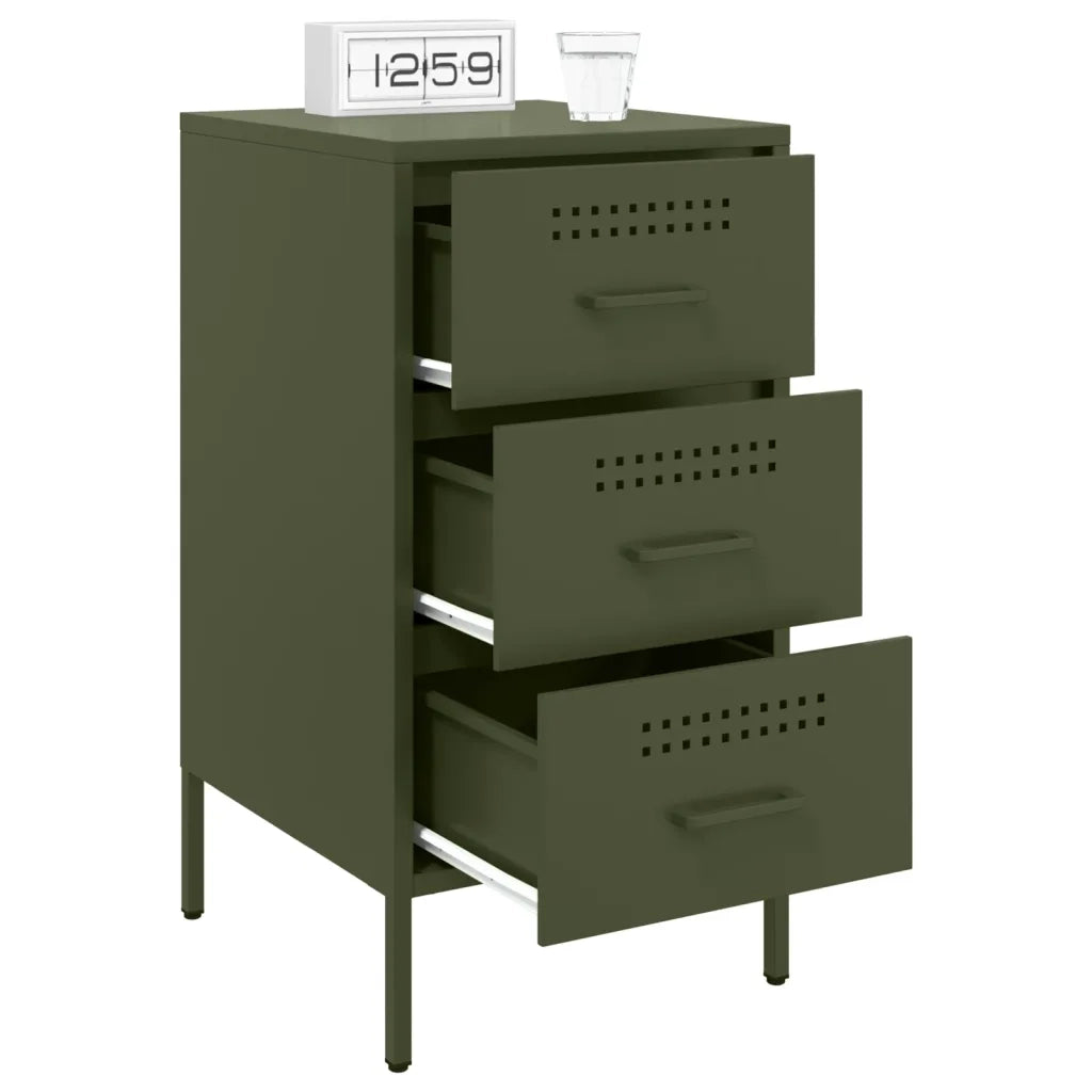 Comodini 2 pz Verde Oliva 36x39x68 cm in Acciaio 843087