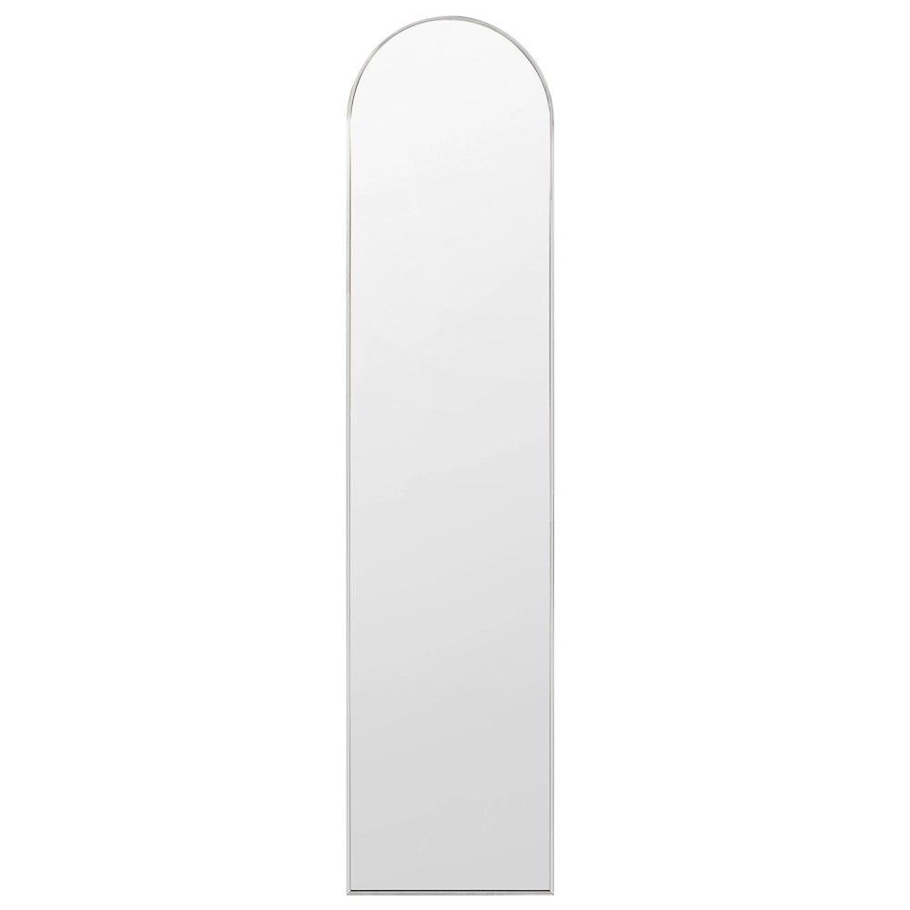 Specchio da terra ovale con telaio in metallo e supporto design moderno con cornice