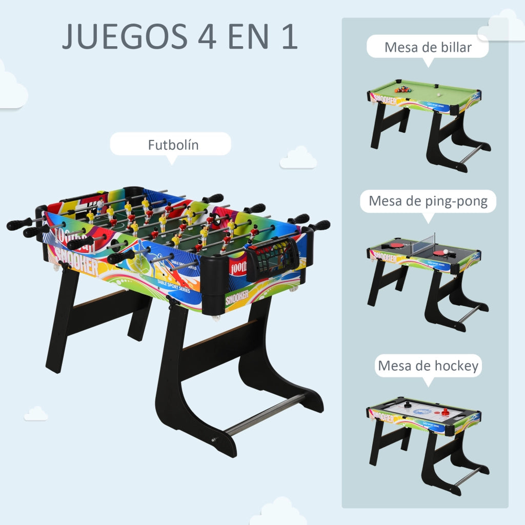 Tavolo Multigiochi Pieghevole con Calciobalilla, Hockey, Biliardo e Ping Pong ¨C zephmum ¨C 86.5x43.5x64 cm