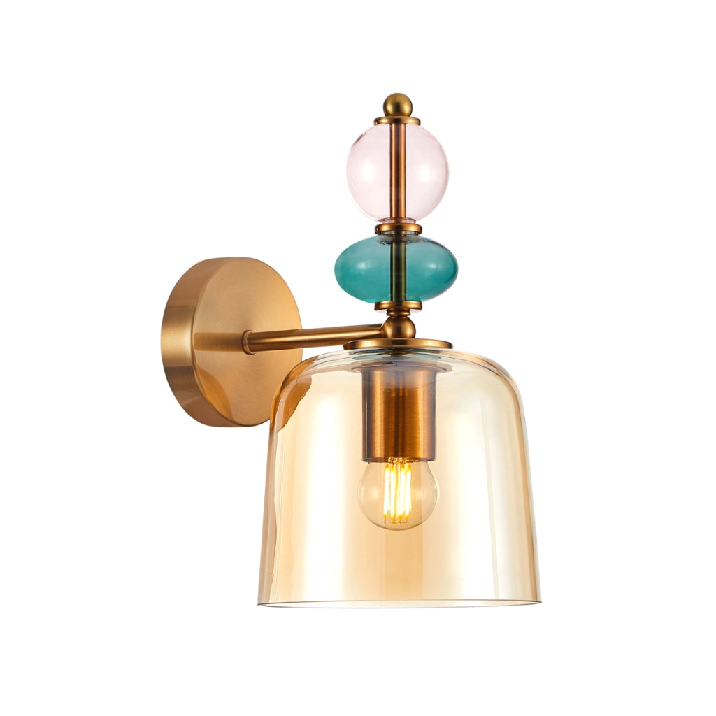 Applique decorativa NAMOS Italux ottone vetro ambra E27 40W