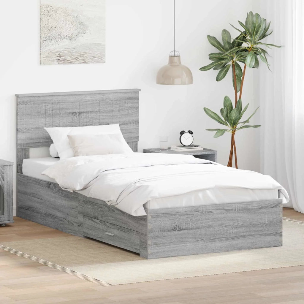 Struttura del letto con testiera Grigio Sonoma 100 x 200 cm 3410936