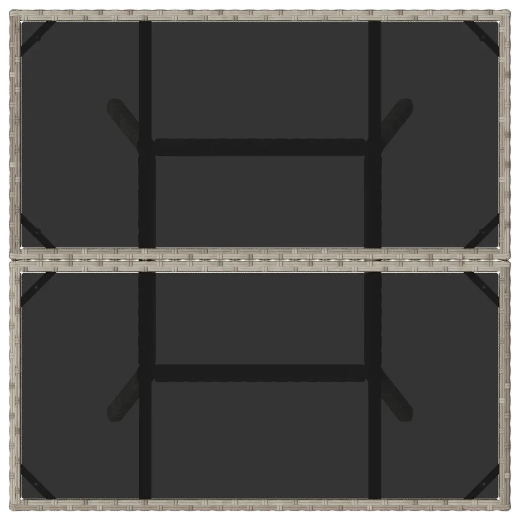 Tavolo Giardino | Tavolino da esterno Piano Vetro Grigio Chiaro 80x80x75cm Polyrattan