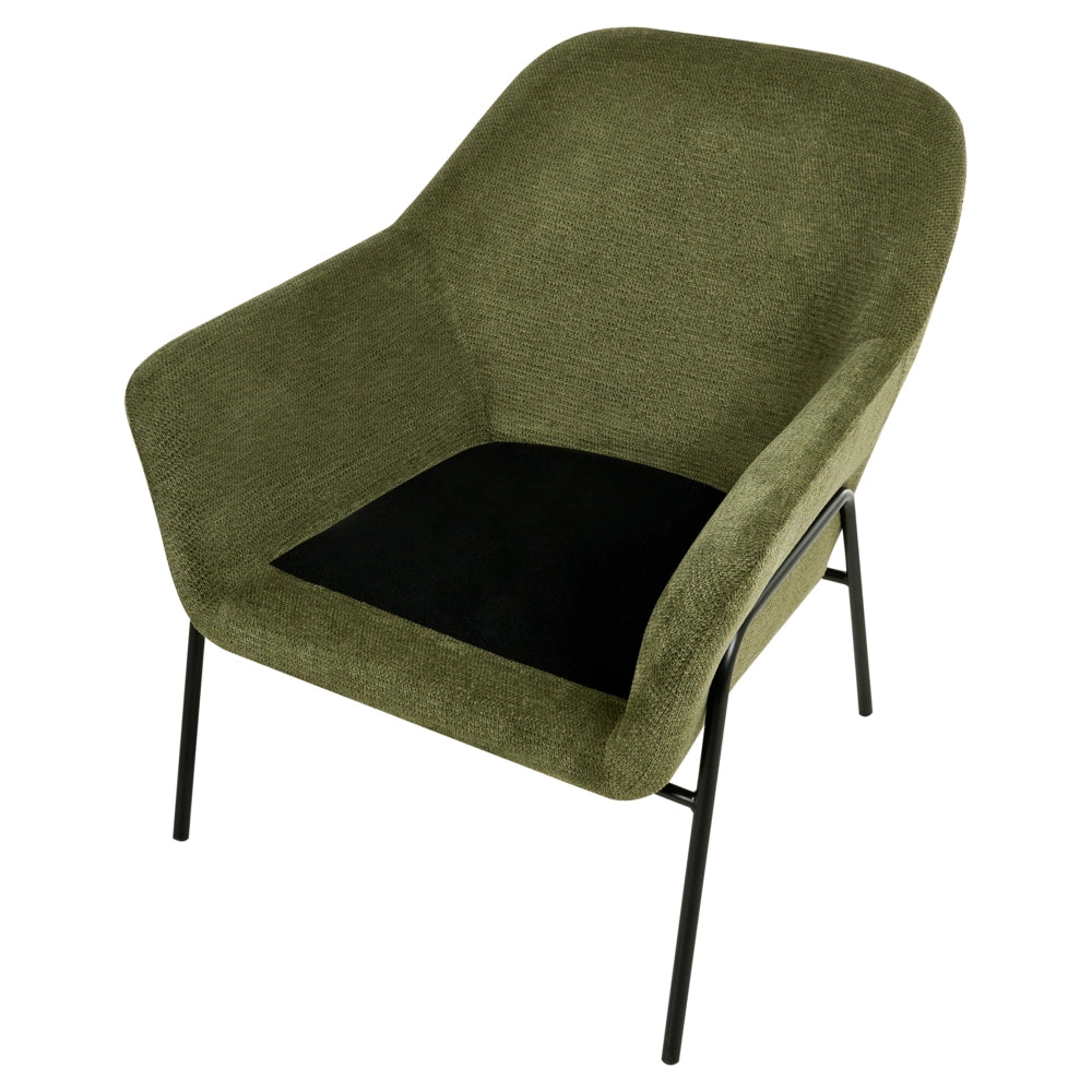 Poltrona verde con rivestimento in poliestere e struttura in metallo Moderno