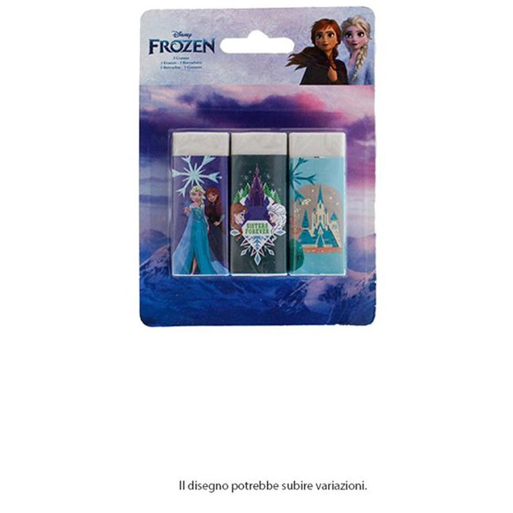 Trade Shop - Set 3 Pz Gomme Per Cancellare Frozen Cancelleria Per Scuola Regalo Festa Bambine 961051 -