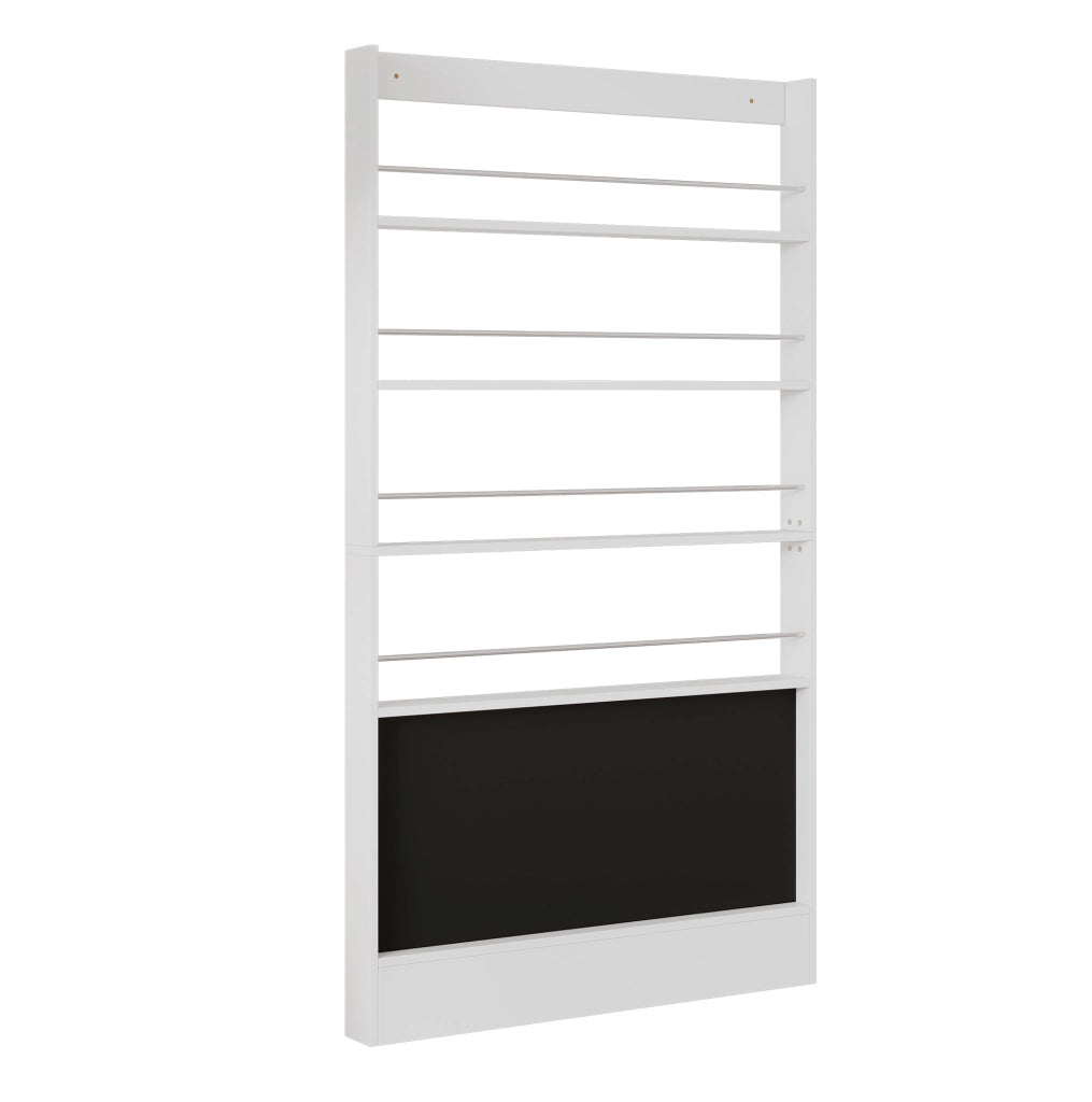 Libreria ultrasottile 100x10x180 cm con 4 ripiani e lavagna; bianca