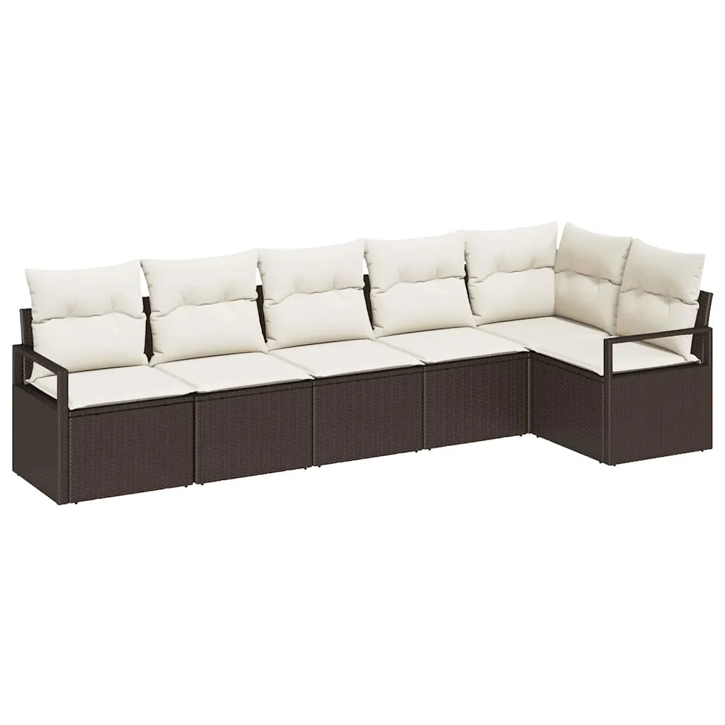 Set Divano da Giardino 6 pcs Marrone e bianco polyrattan 3355067