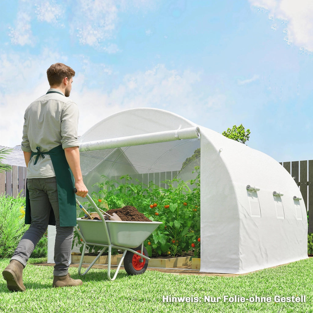 Copertura per serra in polietilene 3x3m ¨C Xylo ¨C bianco, impermeabile con porta e 6 finestre UV