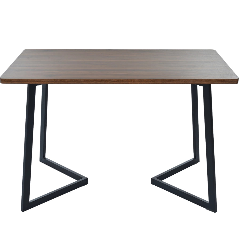 Tavolo da pranzo rettangolare 117x68 cm in MDF con gambe in metallo; nero e noce