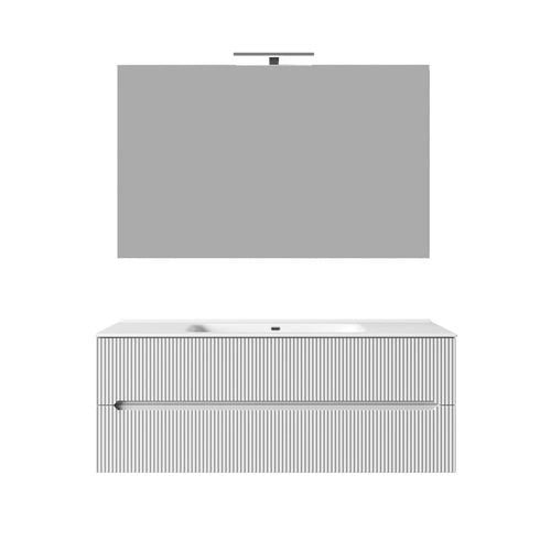 Composizione mobile bagno sospeso con cassetti cm 120 cannettato mod. STICK - Bianco Opaco