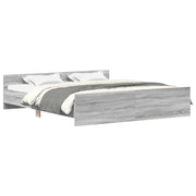 Letto matrimoniale | Letto per adulti | Giroletto con Testiera e Pediera Grigio Sonoma 200x200 cm
