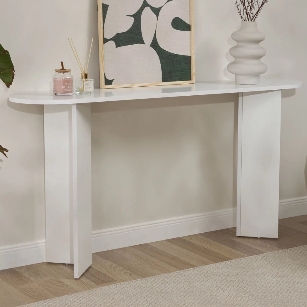 Cercino, Consolle un Ripiano, 150x35x75h cm Bianco
