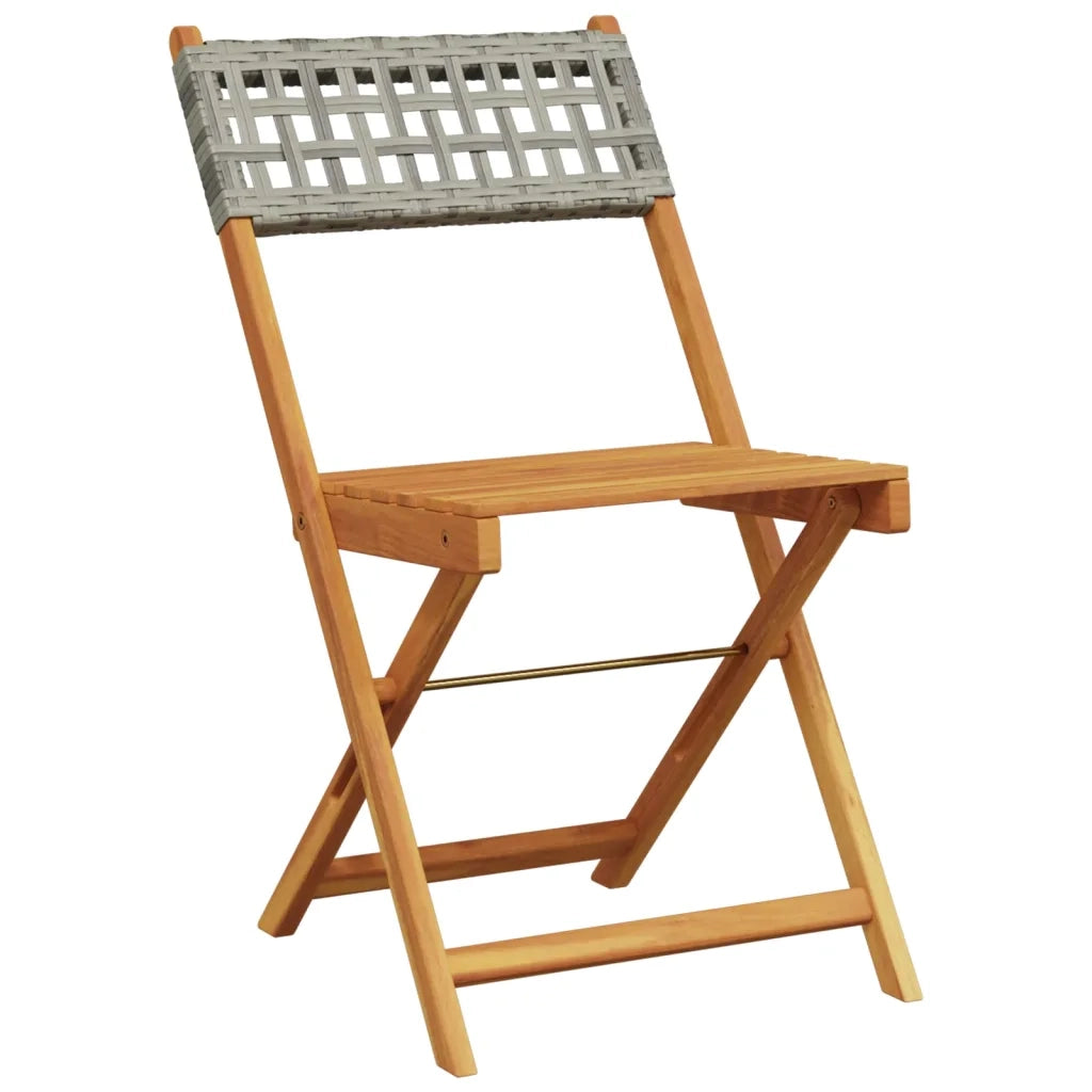Set Pranzo da Giardino 5pz Grigio Polyrattan e Legno Massello 3281779