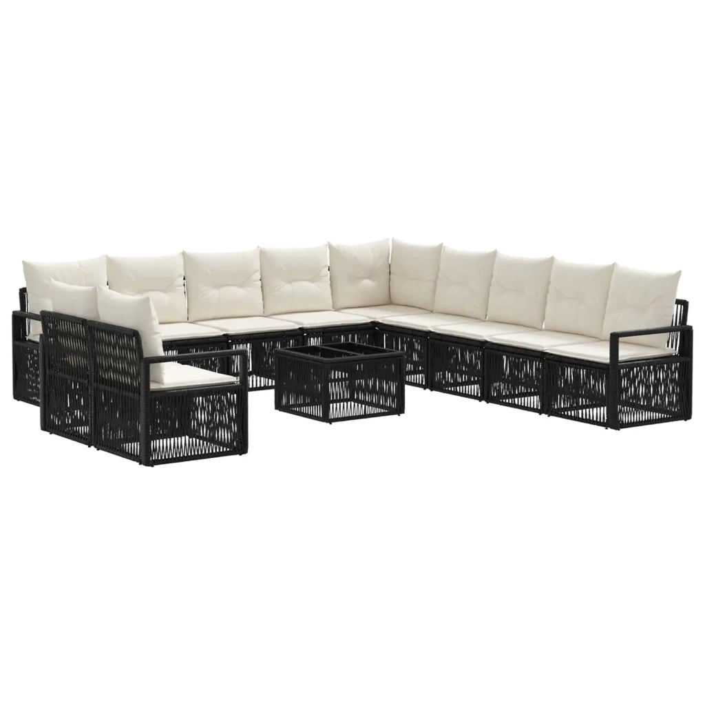 Set Divano da Giardino 12 pcs Nero polyrattan