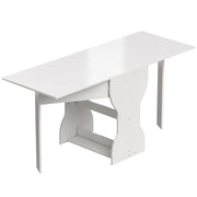 Tavolo da Pranzo Pieghevole 160x60x75 cm per 4 Persone con Ripiano in Legno Bianco