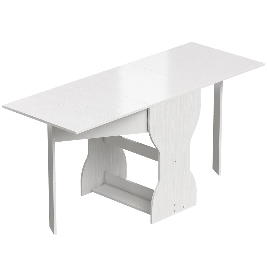 Tavolo da Pranzo Pieghevole 160x60x75 cm per 4 Persone con Ripiano in Legno Bianco