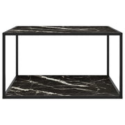 Tavolino da Salotto Nero con Vetro Marmo Nero 90x90x50 cm 322914