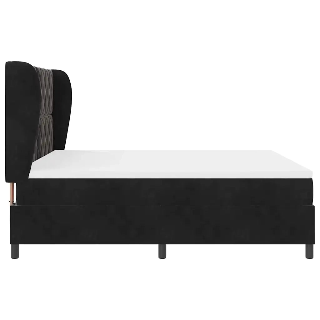 Letto a molle con materasso Nero 200 x 180 cm Velluto 3340996