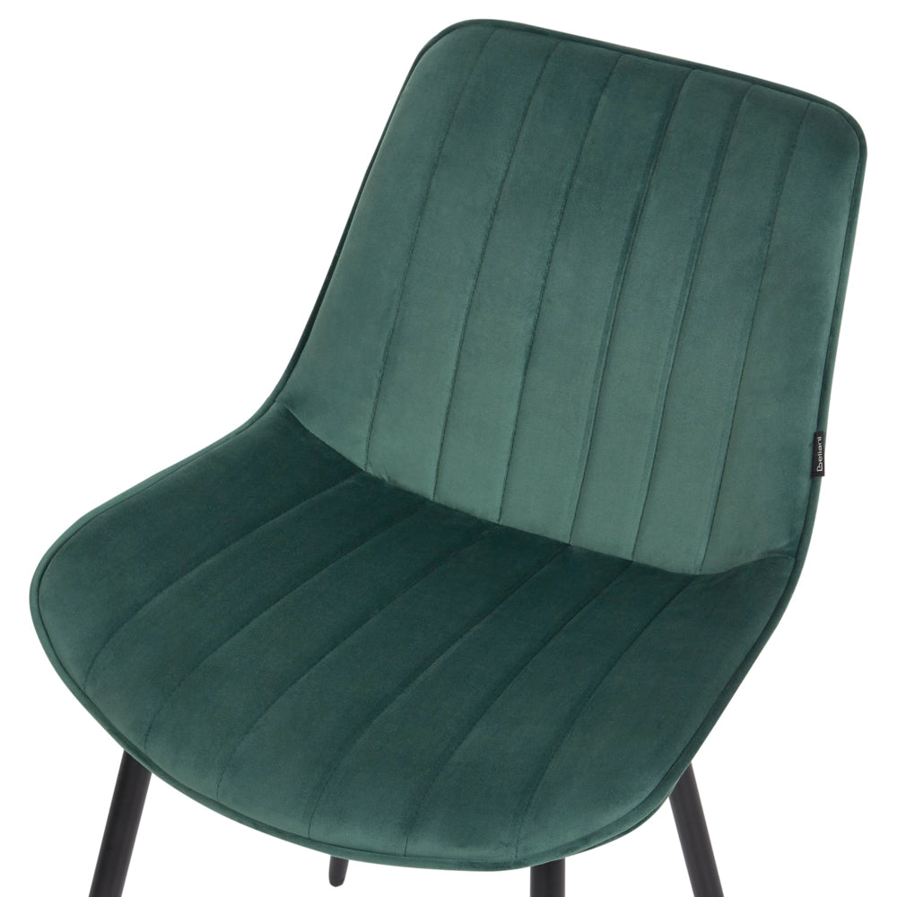 Set di 2 sedie da pranzo in velluto verde smeraldo con gambe in acciaio nero senza braccioli set da pranzo salotto soggiorno moderno