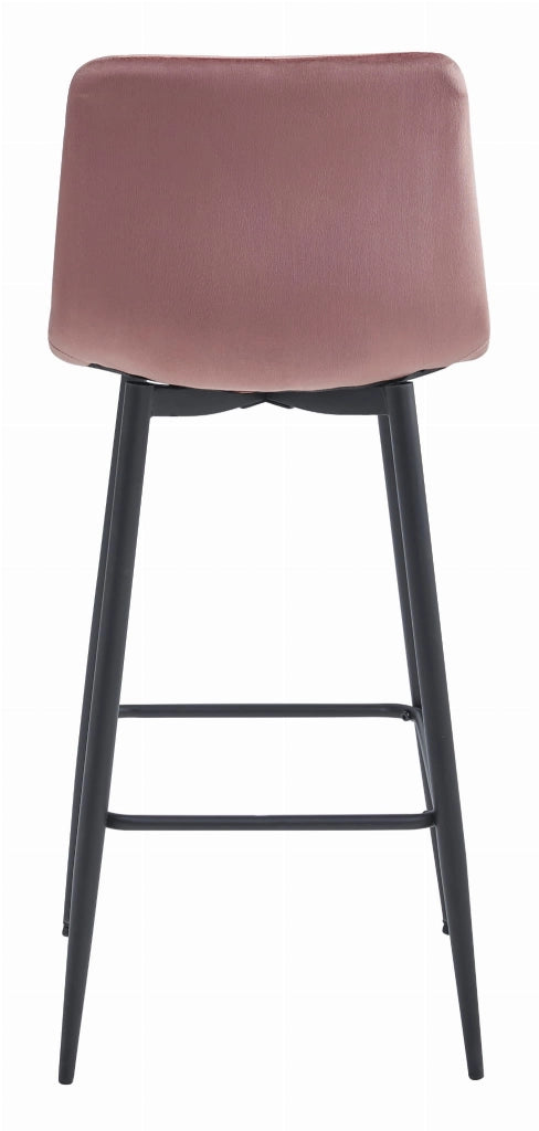 Sgabello Valora POZZA in velluto rosa scuro con gambe nere per cucina x3