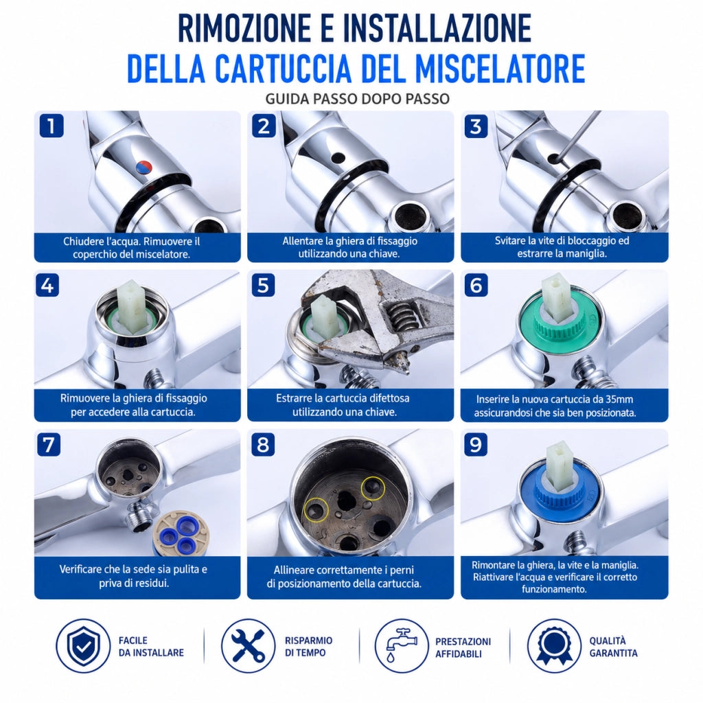 2 Cartucce Cartuccia Per Miscelatore Rubinetto Monocomando Diametro 40mm 52986