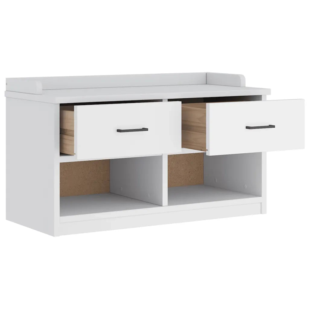 Panca da Corridoio-Sgabello-Panca con Contenitore SANDNES Bianca 87x40x50 cm in Legno di Pino 785475