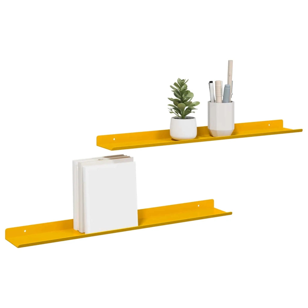 Mensola sospesa 2 pcs Giallo senape 60 x 8,5 x 2,5 cm Acciaio