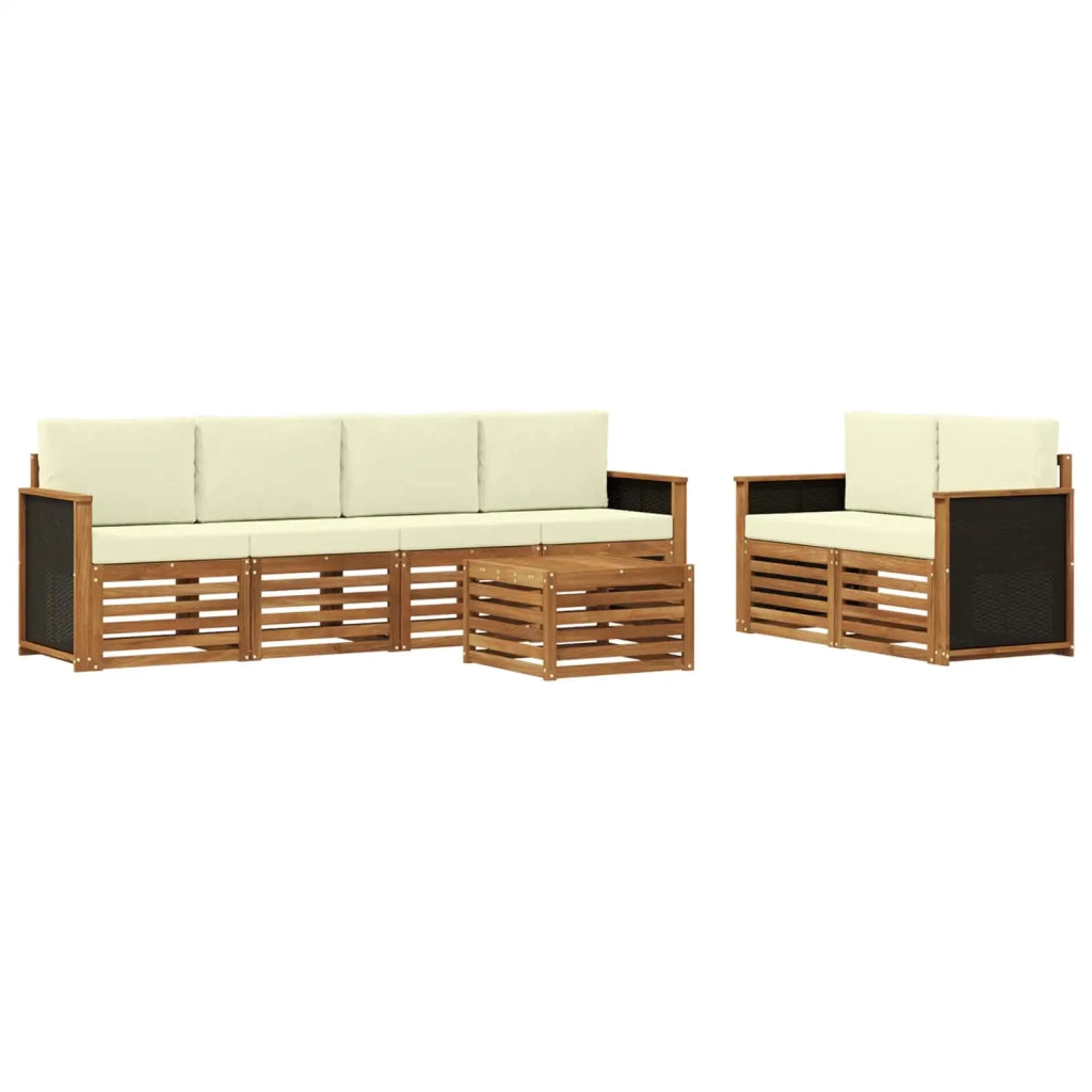 Set di divani da esterno 7 pz Naturale e Crema 3384041