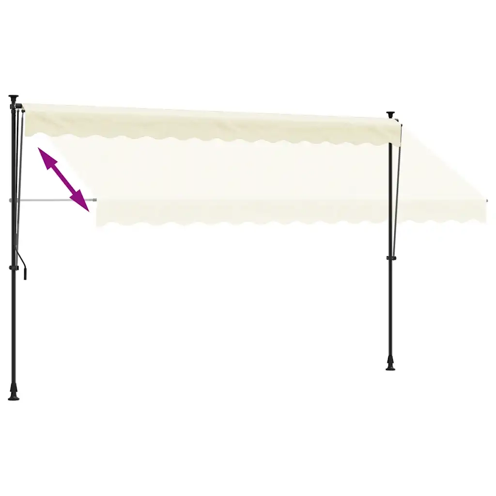Tenda da Sole Retrattile Crema 350x150 cm in Tessuto e Acciaio 368748