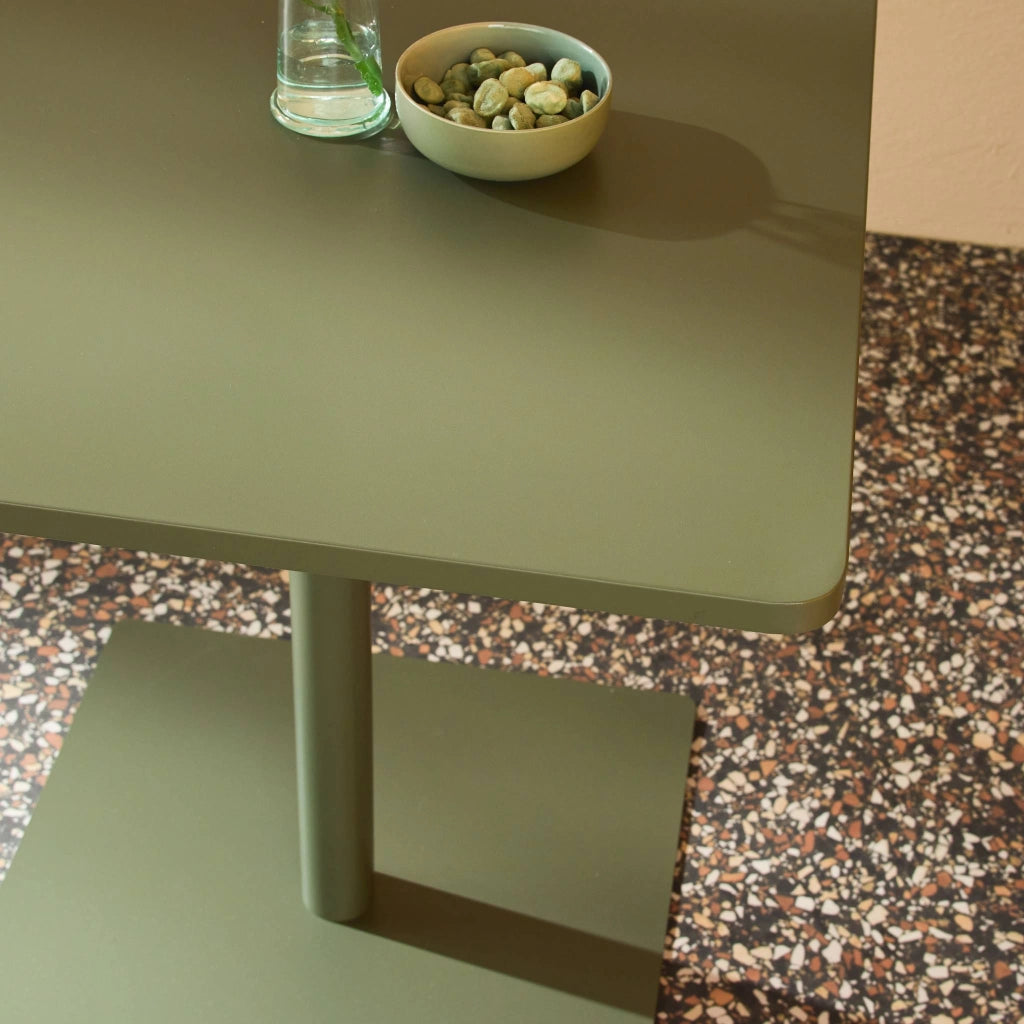 Tavolo da giardino quadrato in acciaio, 70cm, verde kaki