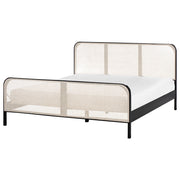Letto in legno di pino nero UE matrimoniale 180 x 200 cm con testata a treccia viennese a doghe stile rustico minimalista