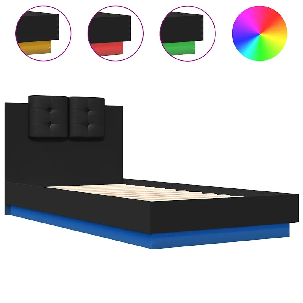 Giroletto con Testiera e LED Nero 75x190 cmcod mxl 114811