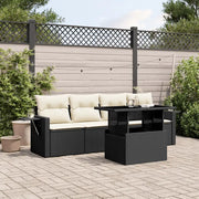 Set Divani da Giardino 5 pz con Cuscini in Polyrattan Nero