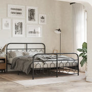 Giroletto con Testiera e Pediera Metallo Nero 150x200 cm 377137