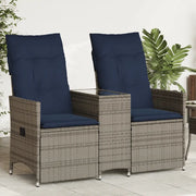Divano da giardino reclinabile a 2 posti con tavolo grigio in polyrattan-Sofa da Giardino 725141