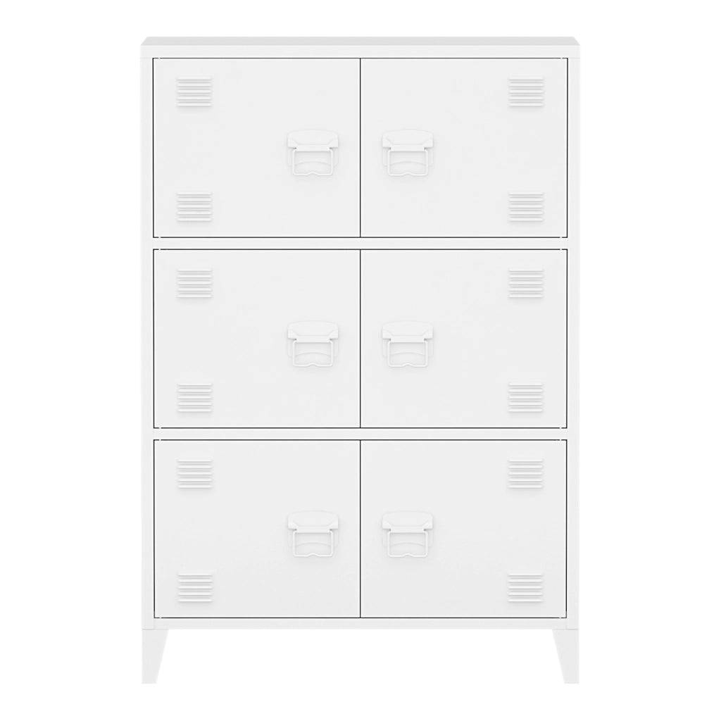 Armadio Hamina Mobile in Acciaio per Archivio 113 x 80 x 40 cm Bianco [en.casa]