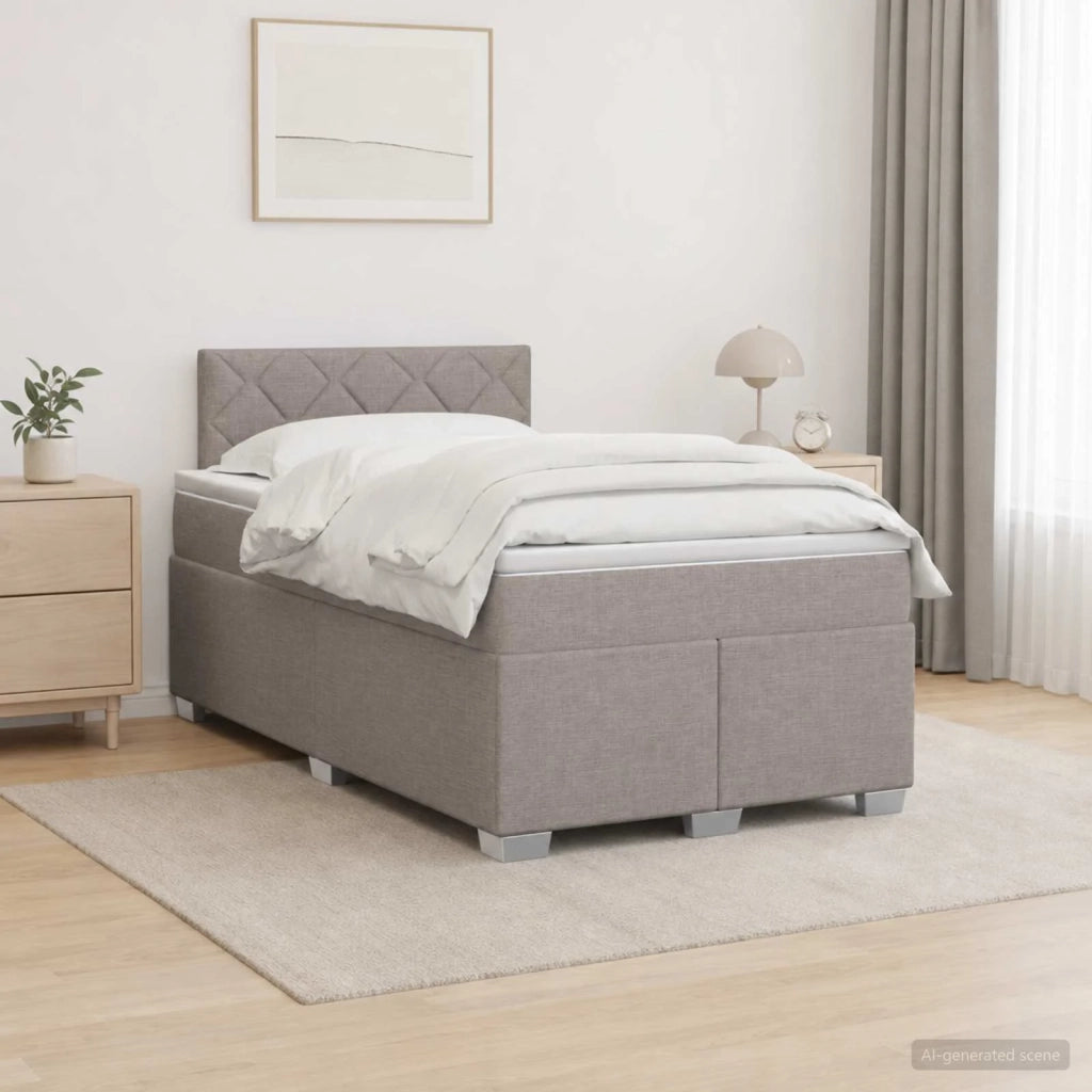 Letto con Box Spring, Materasso e LED Tortora 120 x 200 cm 3451928