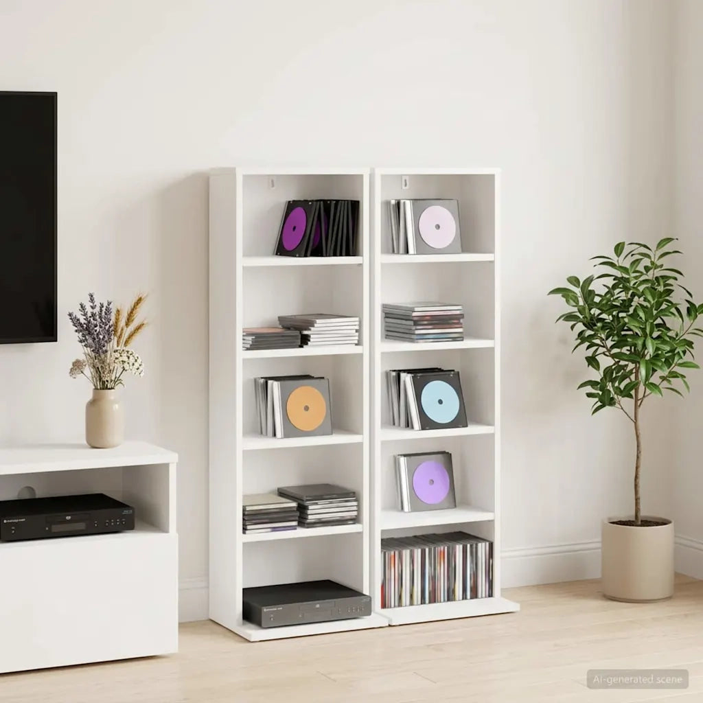 Mobile per CD 2 pz Bianco 33 x 23,5 x 97,5 cm 8012691