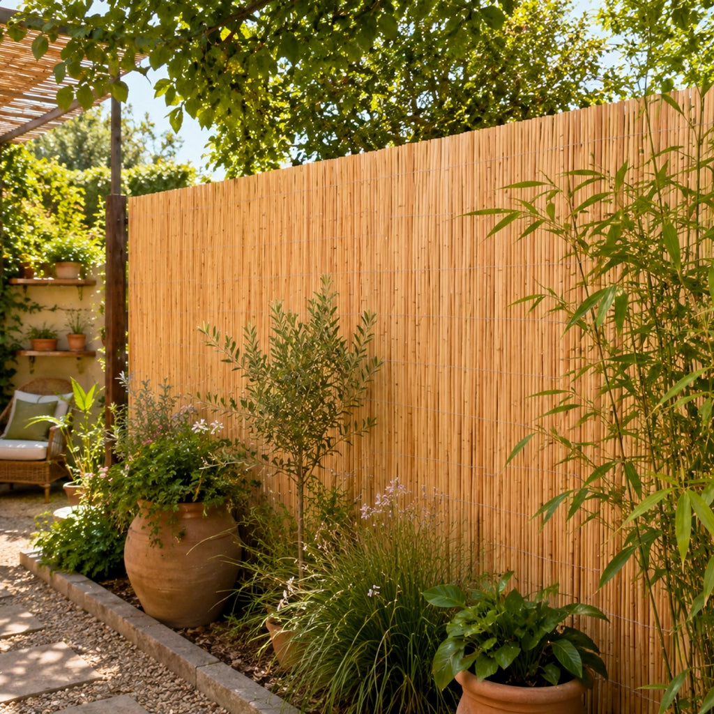 Recinto In Bamboo Spaccato Arella Per Delimitazione Spazi Esterni Pannelli Frangisole Naturali Stuoie Oscuranti Per Privacy Casa Facile Installazione 1 X 3 Metri
