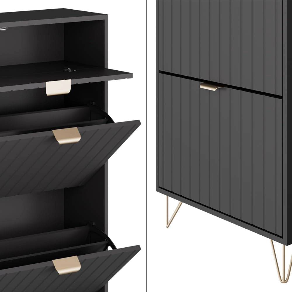 Armadio per le scarpe Helge, Nero, 60 x 107.5 cm 2 scomparti, adatto per riporre scarpe e accessori
