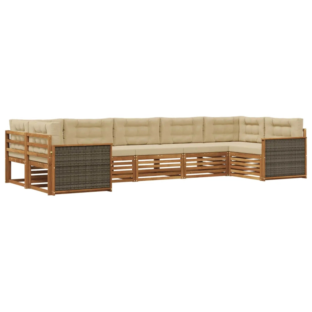 Set di divani da esterno 7 pz Naturale e Beige 3383801