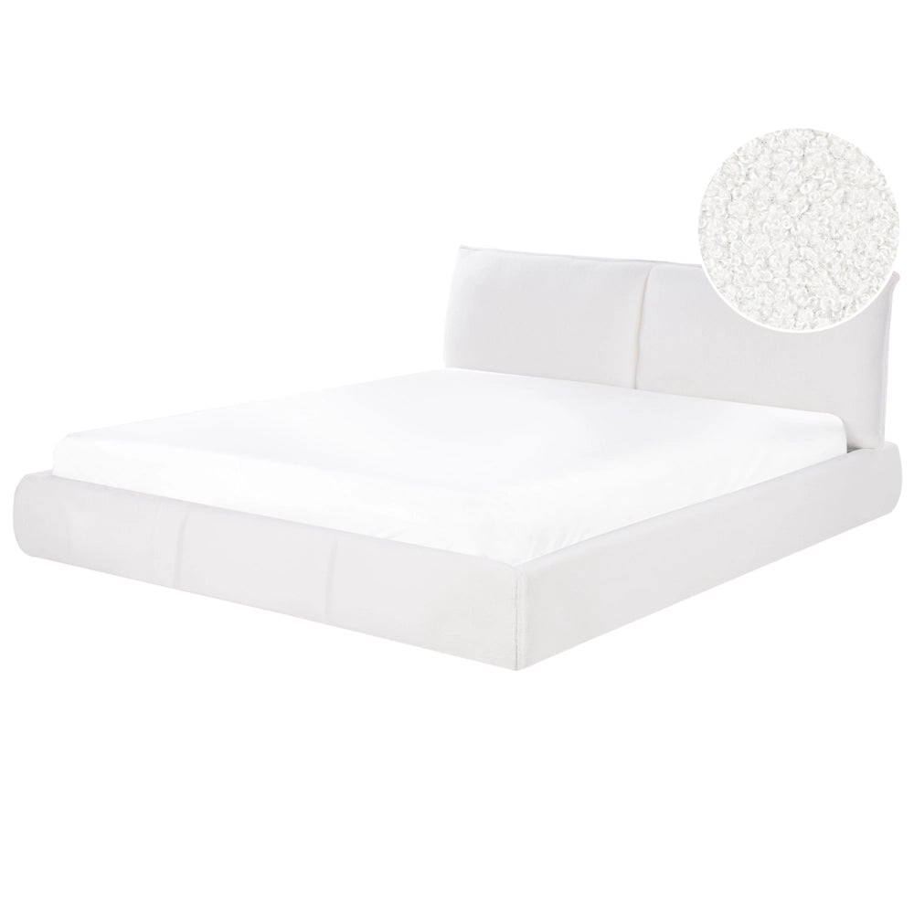 Letto matrimoniale ad acqua imbottito in tessuto boucle bianco 180x200 cm stile classico camera da letto