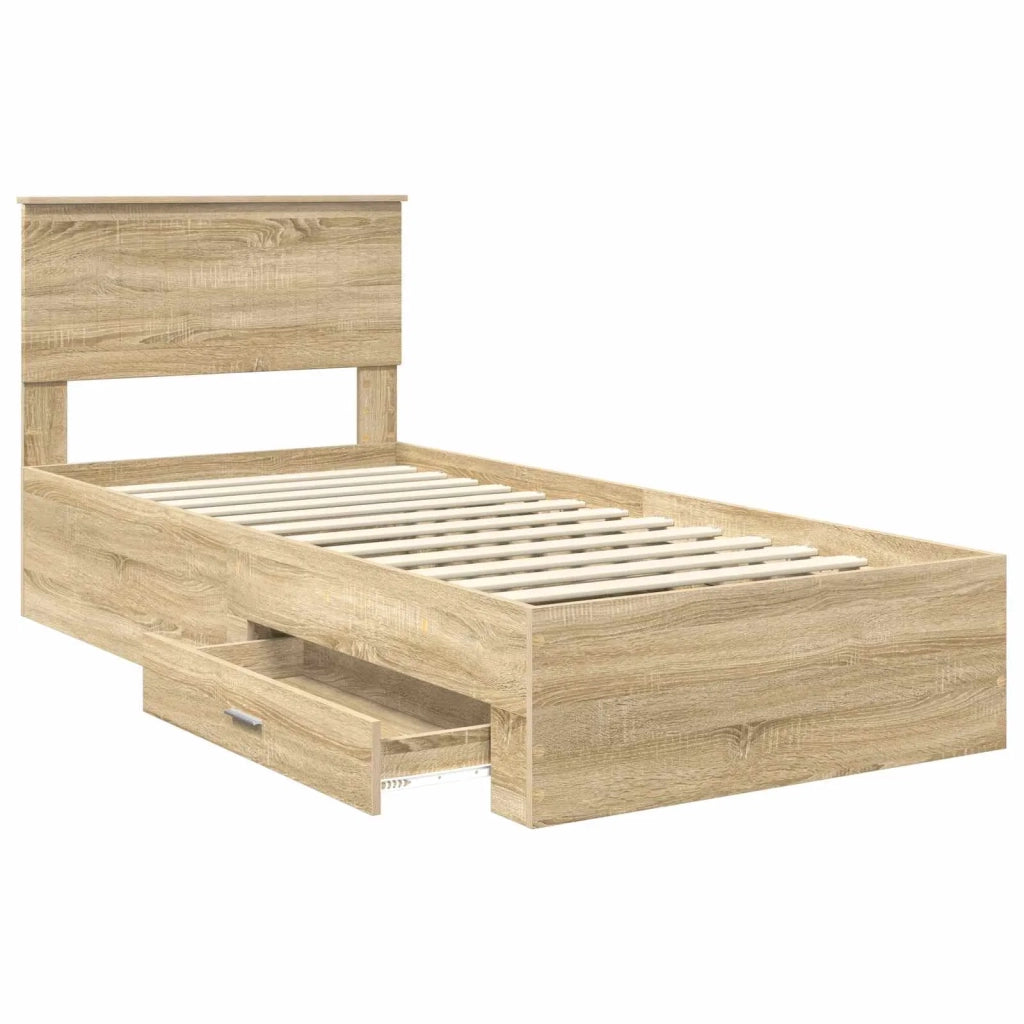 Struttura del letto Rovere Sonoma 90 x 190 cm Legno multistrato