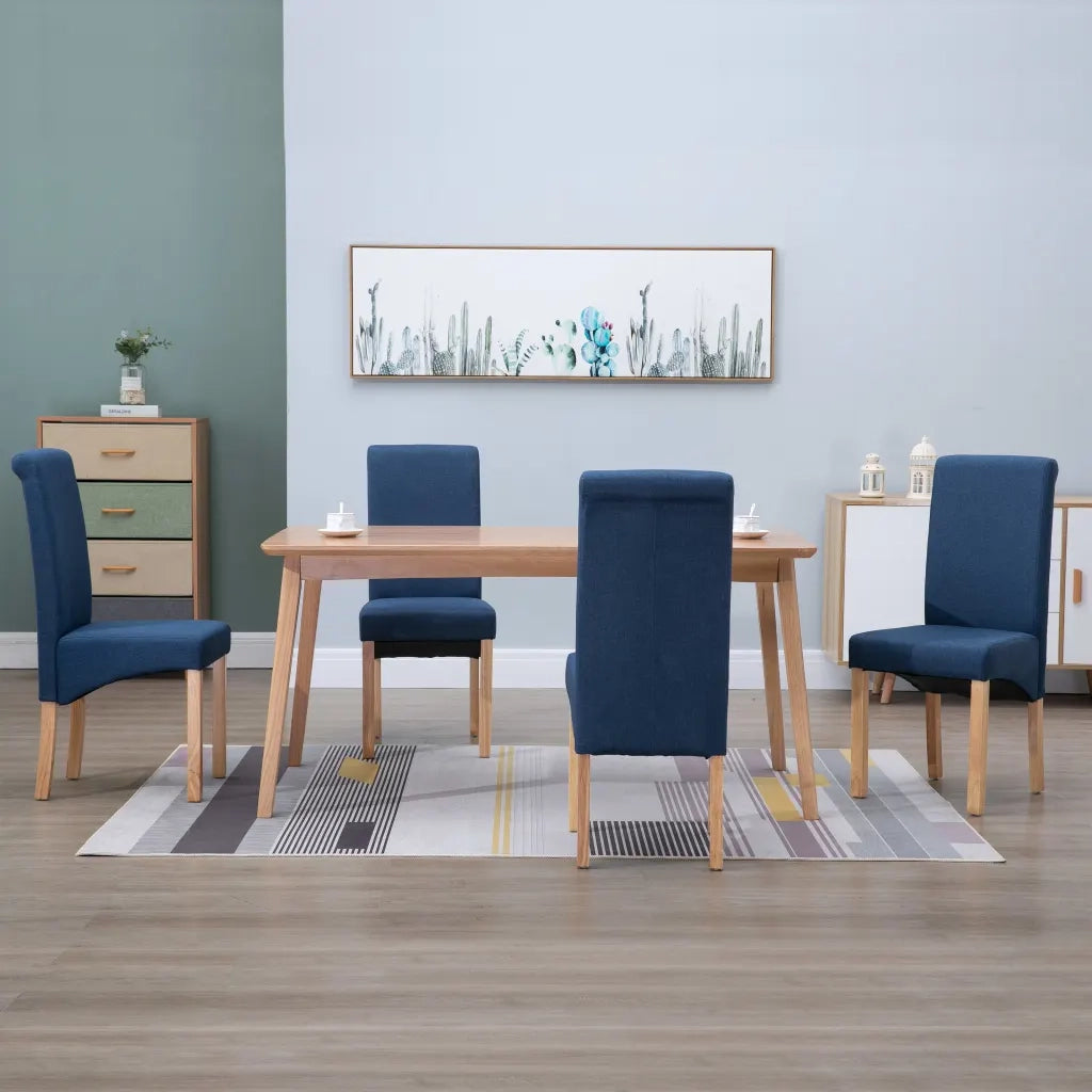 vidaXL Sedie da Pranzo 4 pz Blu in Tessuto