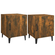 Set di 2 Comodini | Armadio da Notte | Mobiletto da notte Rovere Fumo in Legno Multistrato