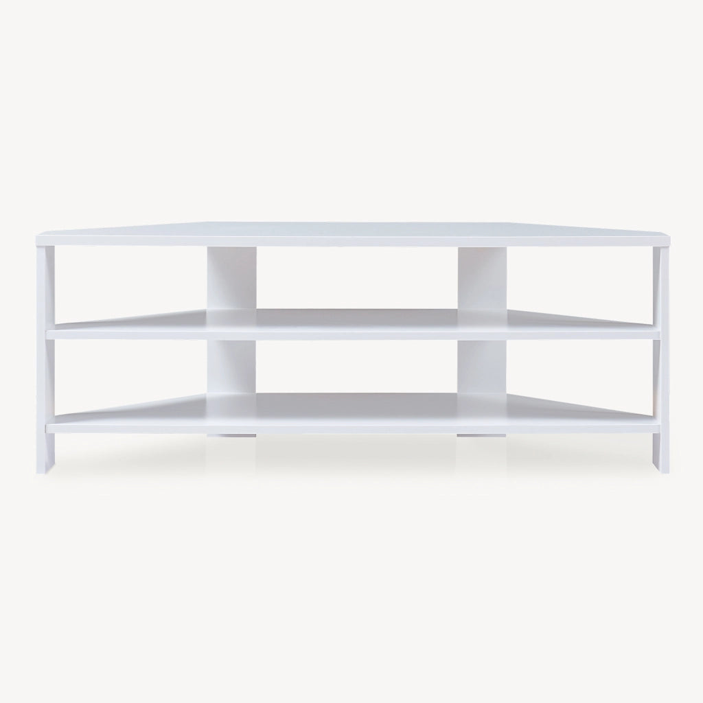 Mobile Porta TV Berg con 2 Ripiani Espositore Angolare 110 x 36 x 42 cm - Bianco [en.casa]