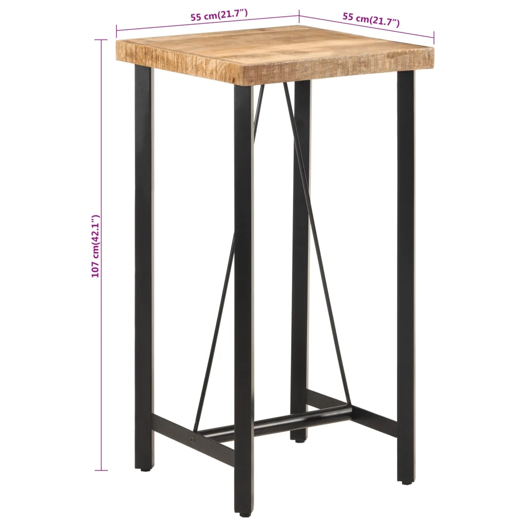 Tavolino da Bar 55x55x107 cm Legno Massello di Mango e Ferro 356380