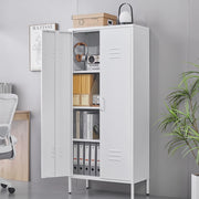 ARMADIO METALLICO 156x44,5x19,5 cm Bianco con ripiani regolabili