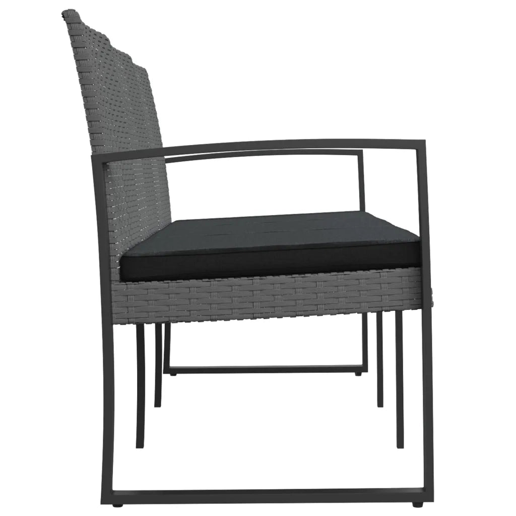 Panca da Giardino a 3 Posti con Cuscini Rattan PP Grigio Scuro 360214