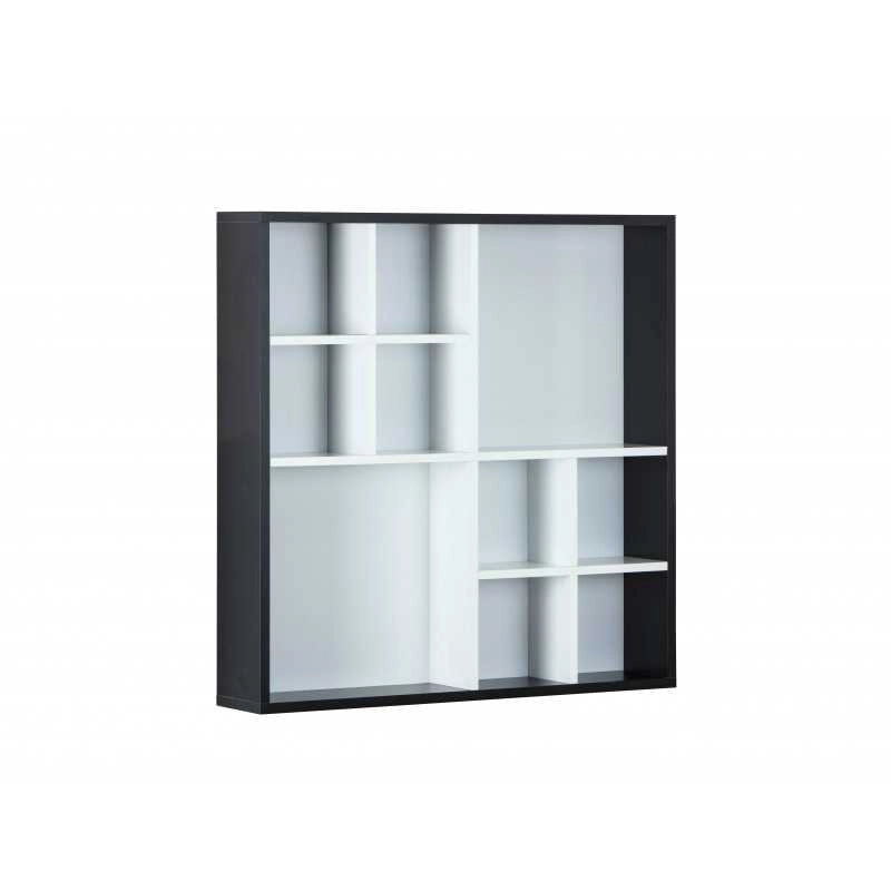 Libreria Inter Link da parete in laminato nero/bianco dim.70x13x70 cm