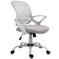 Sedia da Ufficio Basculante in Tessuto a Rete Grigio, Sedia da Scrivania Ergonomica e Girevole con Altezza Regolabile